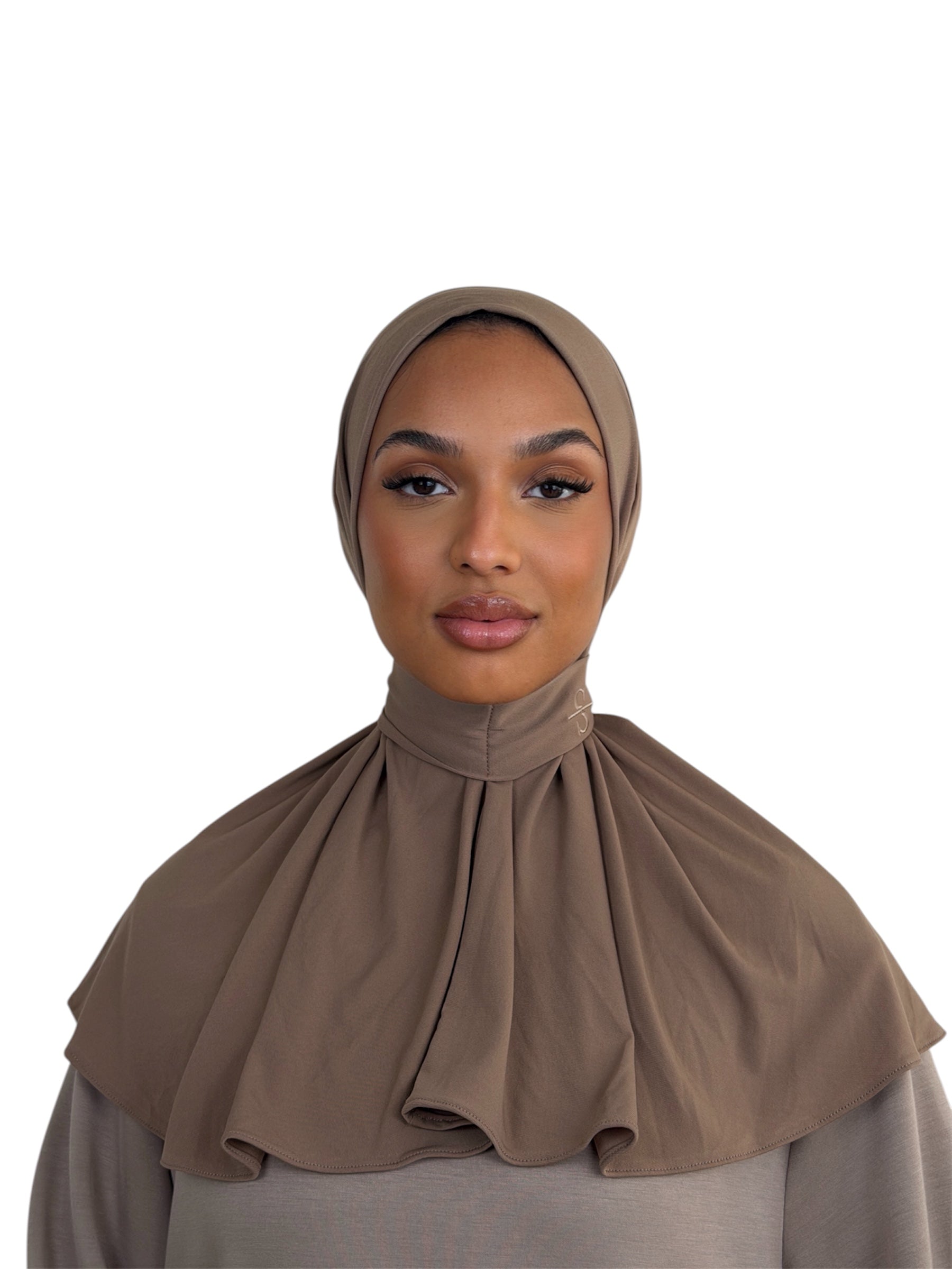 DARK TAUPE X BUTTON SCARF