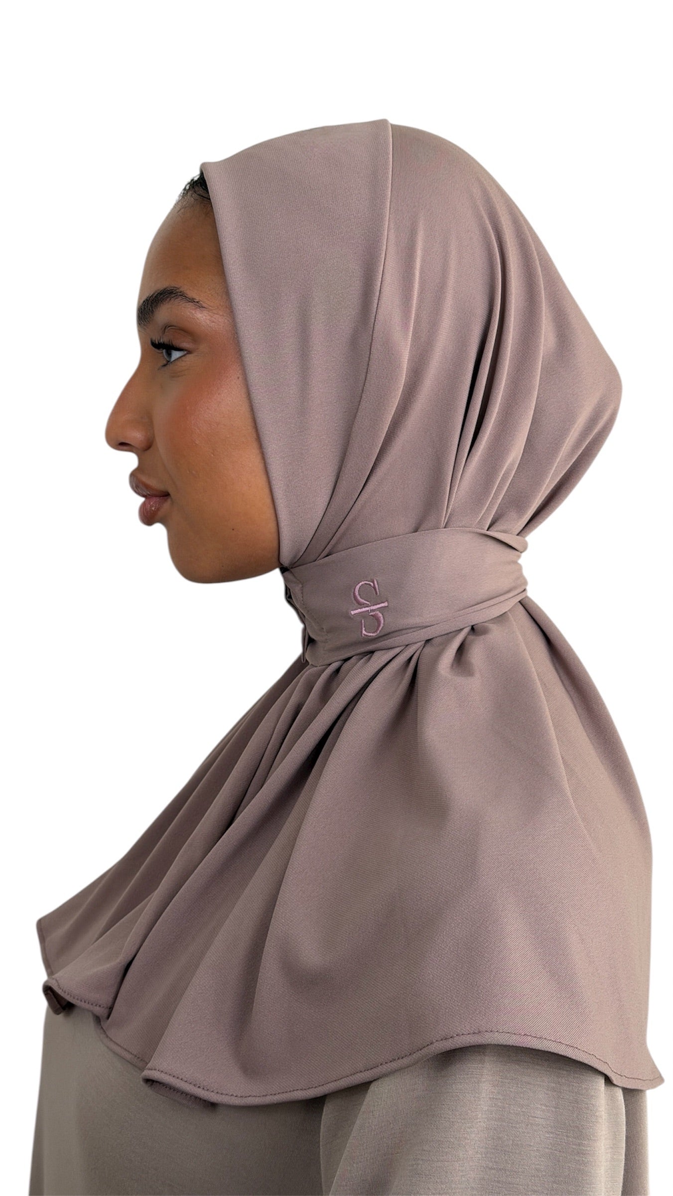 ROSE TAUPE X FRONT BUTTON SCARF