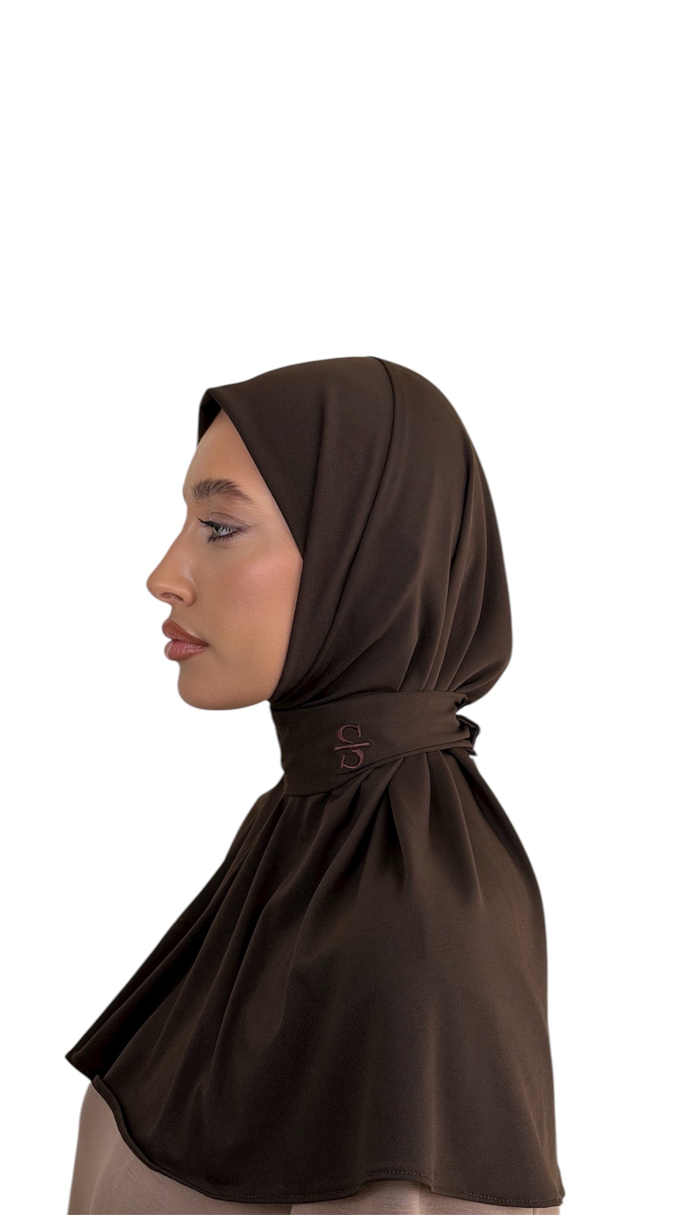 DARK COFFEE X BUTTON SCARF