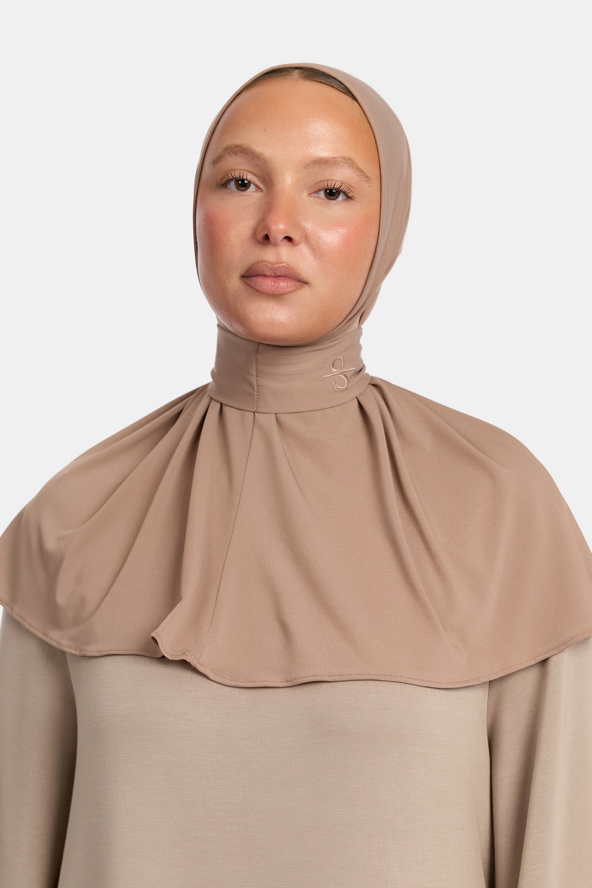 TAUPE X BUTTON SCARF