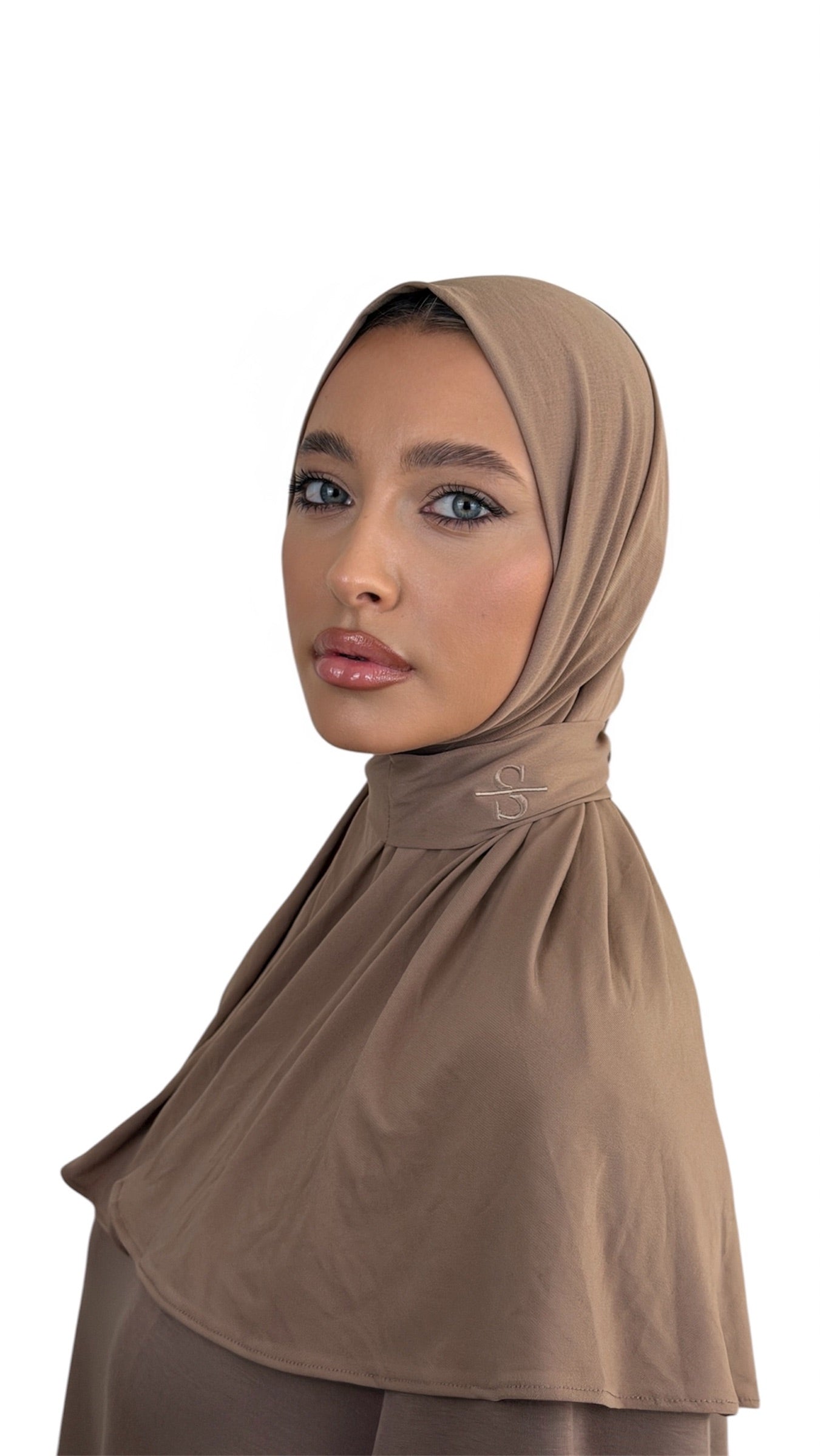 TAUPE X BUTTON SCARF