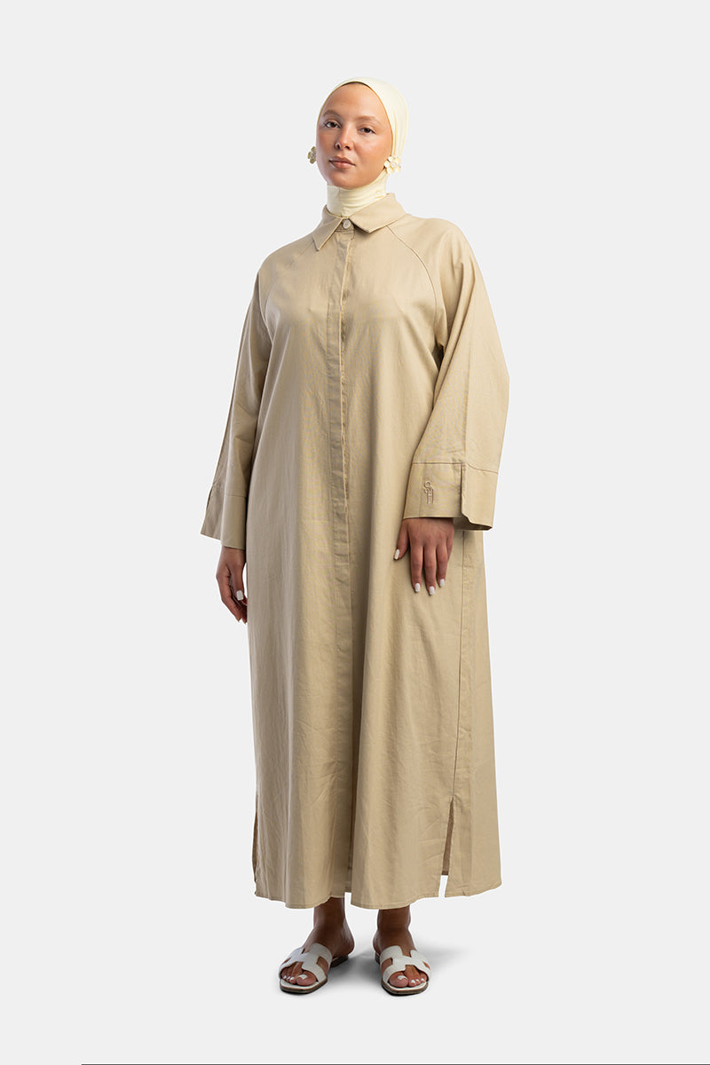 Cotton Beige Linnen Dress