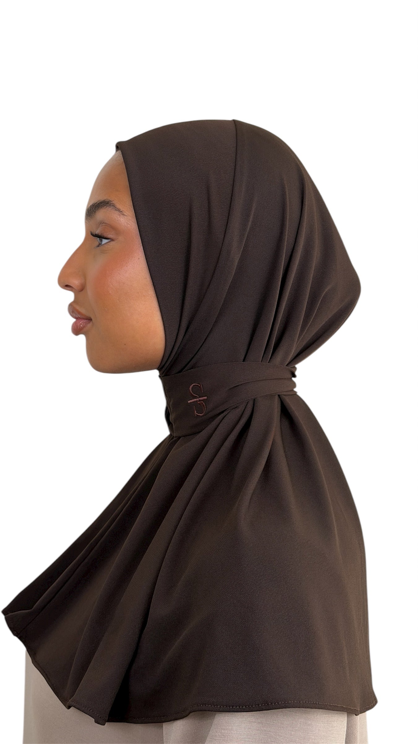 DARK COFFEE X FRONT BUTTON SCARF