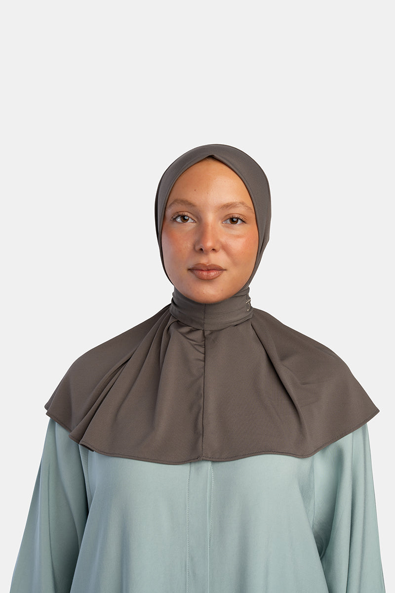 BUTTON SCARF X TAUPE GREY