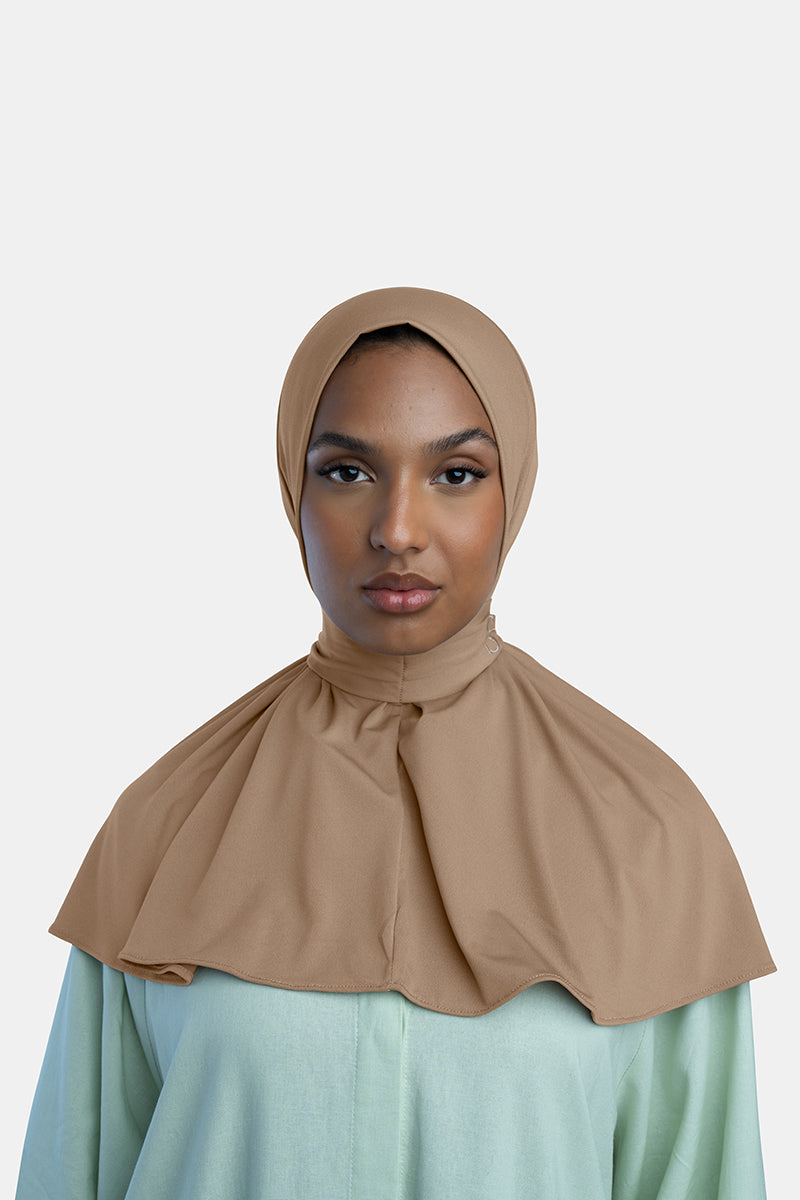 BUTTON SCARF X DARK BEIGE
