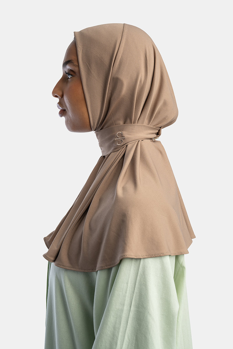 BUTTON SCARF X DARK BEIGE