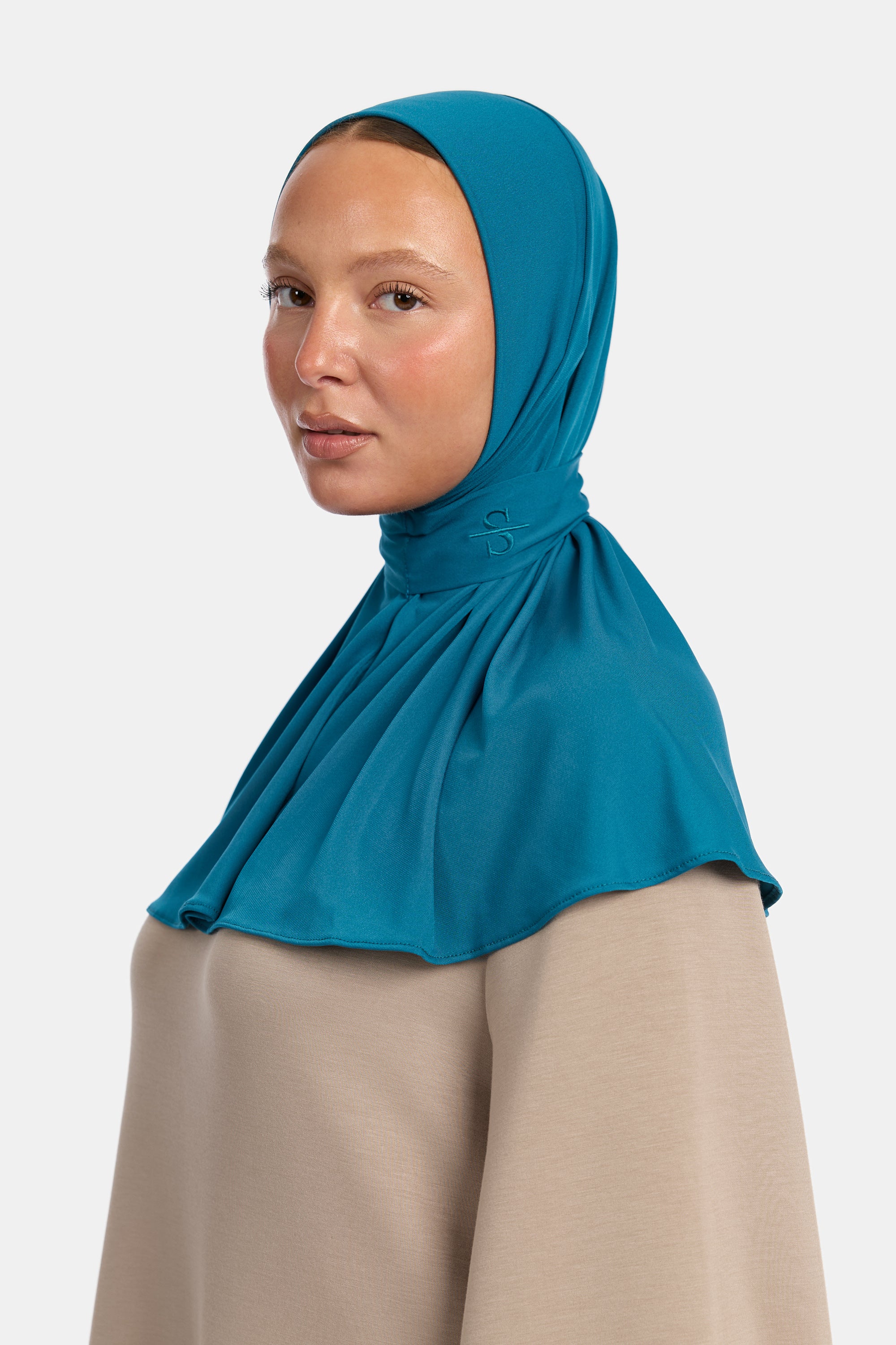 AQUA BLUE X BUTTON SCARF