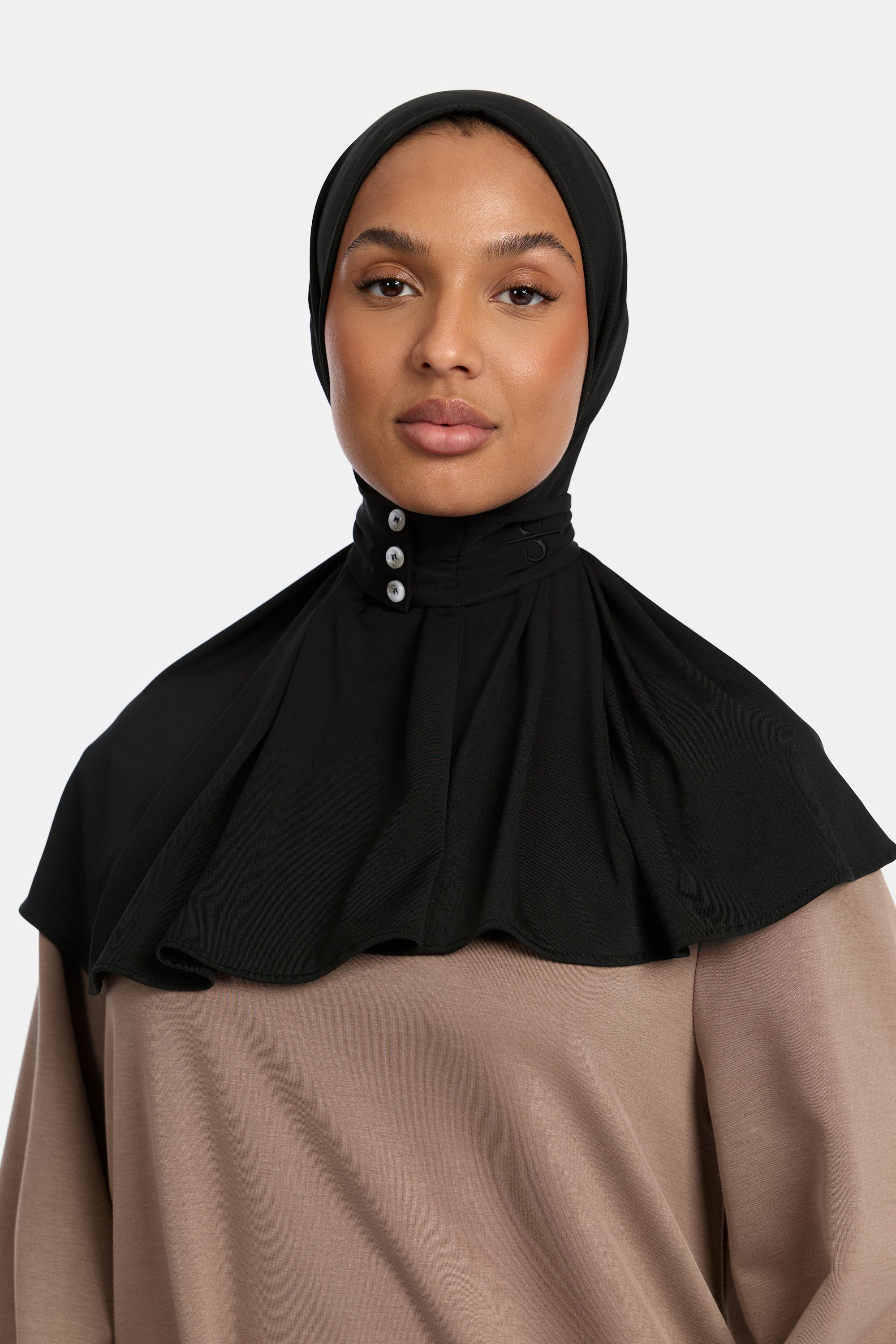 BLACK  X FRONT BUTTON SCARF