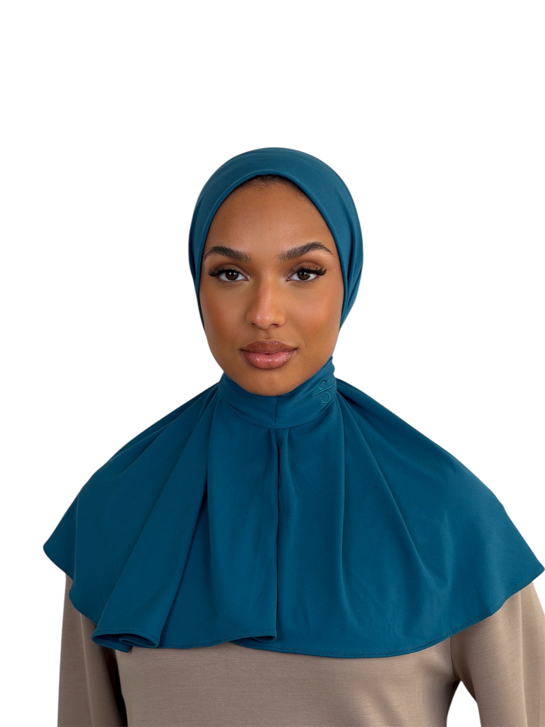 AQUA BLUE X BUTTON SCARF