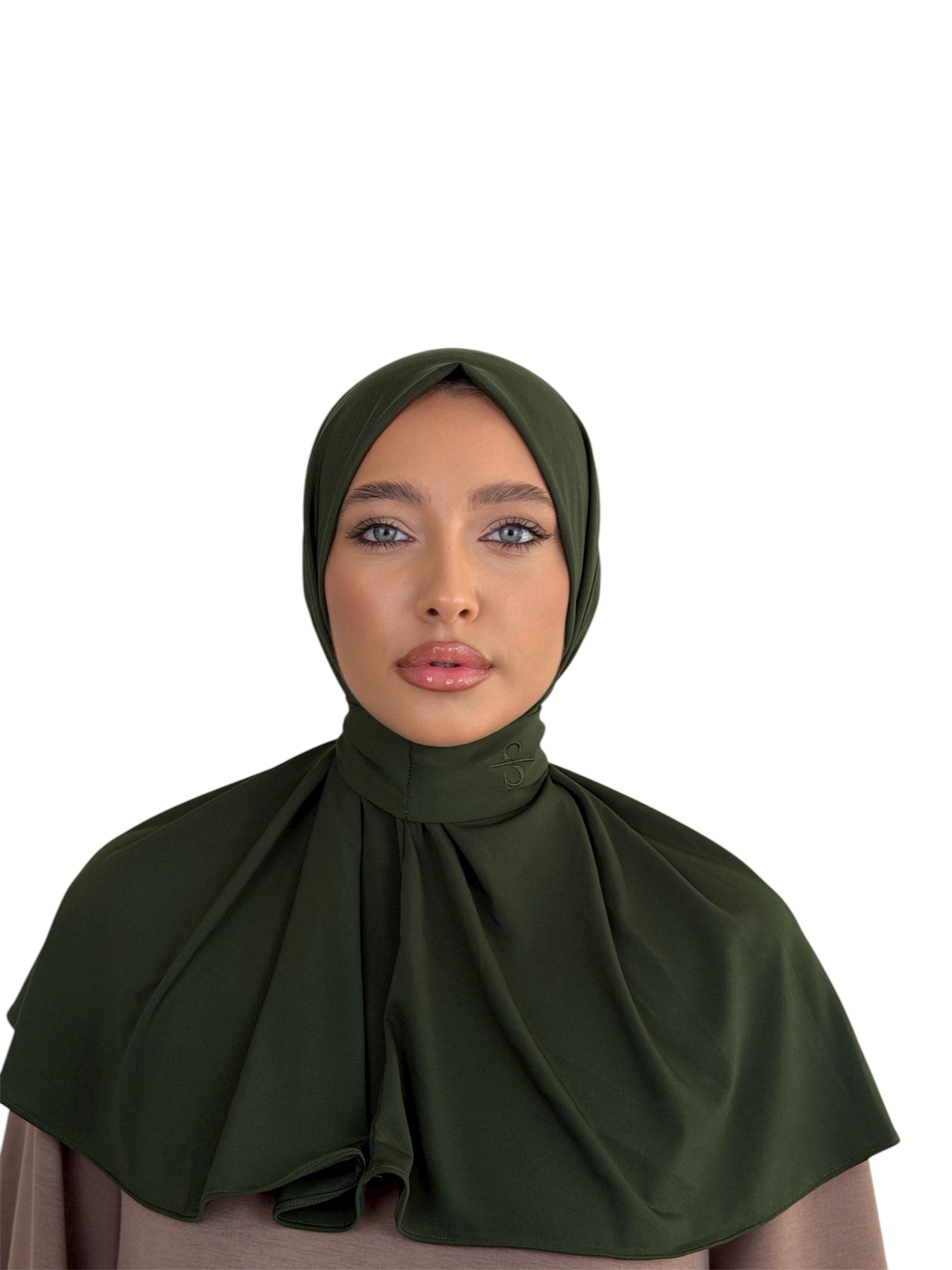 GREEN LEAF X BUTTON SCARF