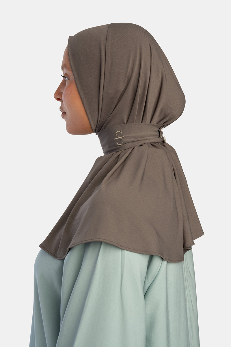 BUTTON SCARF X TAUPE GREY