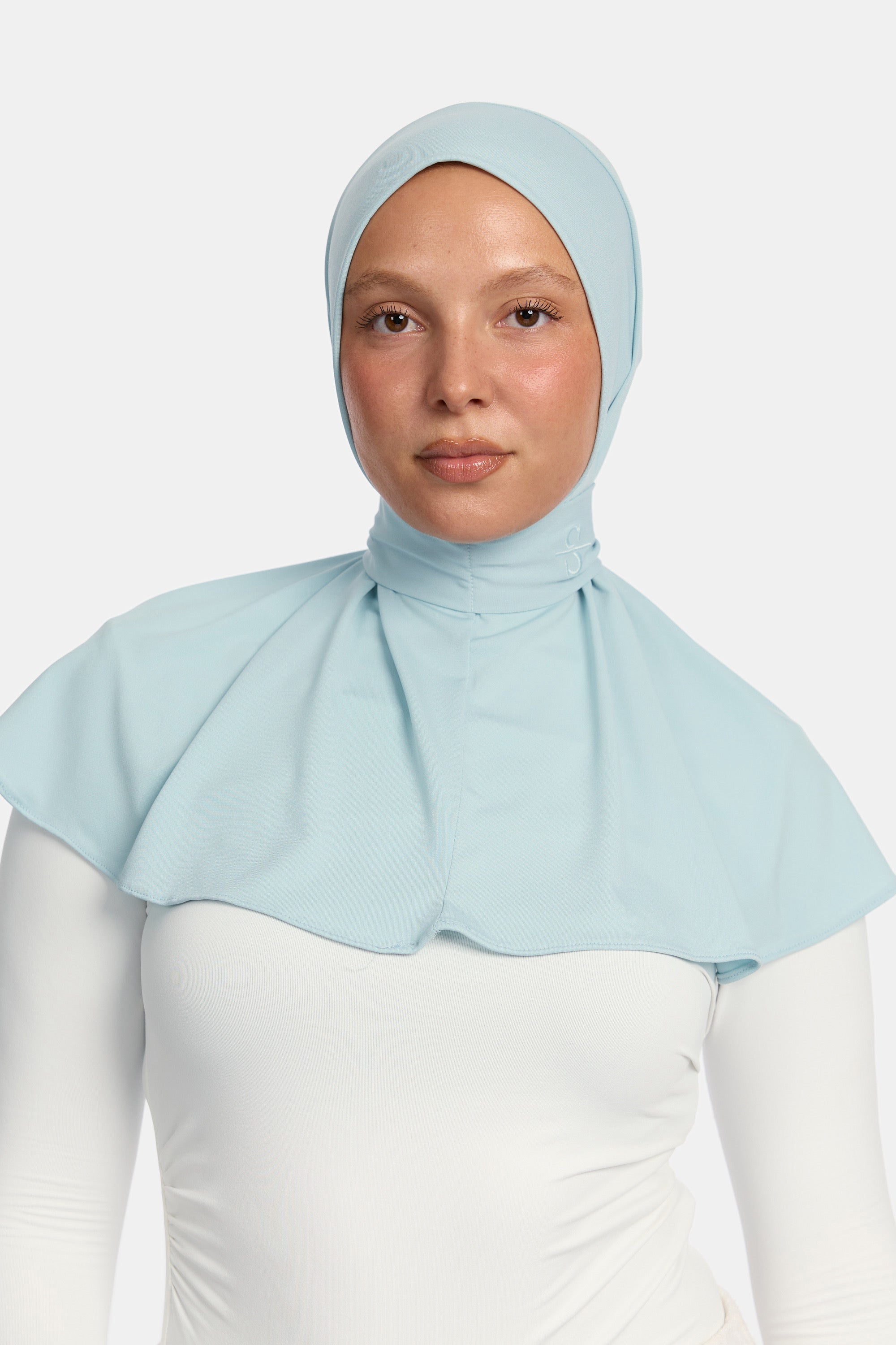 BUTTON SCARF X BABY BLUE
