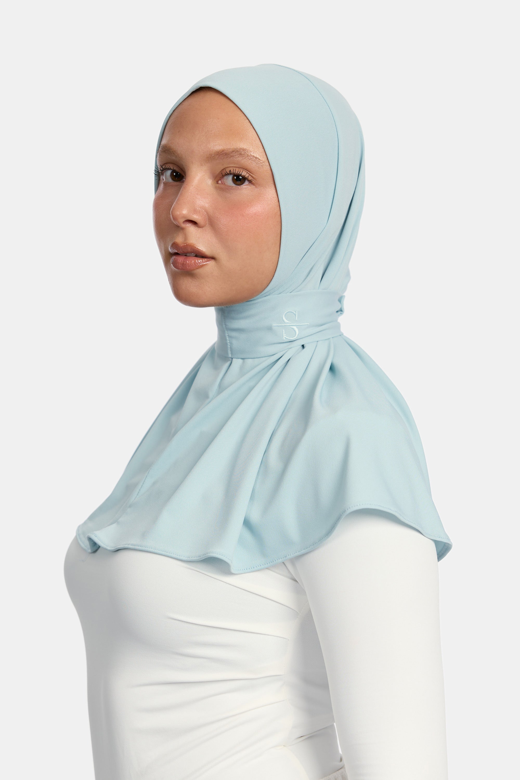 BUTTON SCARF X BABY BLUE